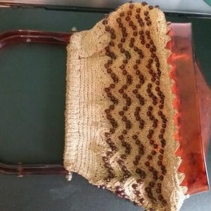 Vintage ladies crochet and Lucite handbag